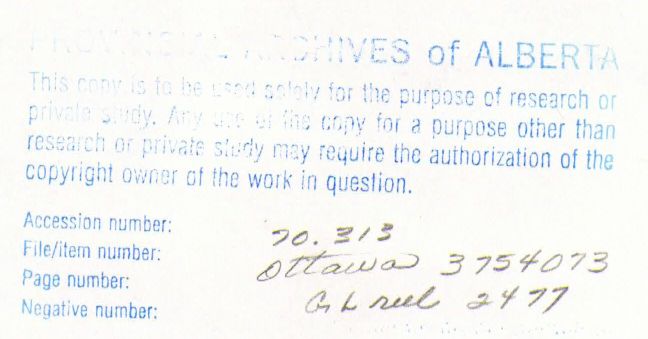 Provincial Archives of Alberta File 3754073 - Hubert Brooks- Archives Stamp  Header